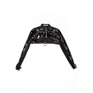 XS Sheer & Vinyl Fetish Shrug Jacket Fetish Lip Service Gothic Black & Silver